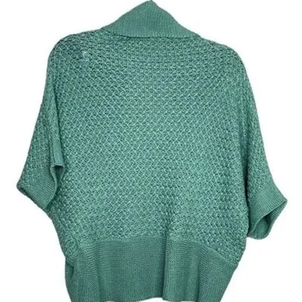 ZARA Slouchy Short Sleeves Knit Cotton Short Cardigan Sweater Open Front M Teal - Picture 11 of 14